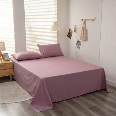 Produktbild von Baumwoll-Bettlaken In Voller Größe, Atmungsaktive Und Hautfreundliche Schlafbettlaken, mit 2 Stück Kissenbezüge (245x250cm, lila)