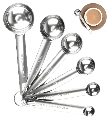 6-teiliges Edelstahl Messlöffel Set, 1/8 TL bis 1 EL