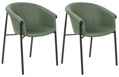 Produktbild von BELIANI Esszimmerstuhl 2er Set Dunkelgrün Stoff mit Schwarzen Metallbeinen Retro-Design Polsterstuhl Wohnzimmer Essbereich Flur Diele Ausstattung Möbel