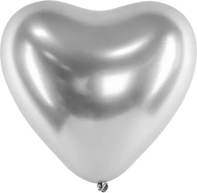Image de Ballons brillants 30cm coeurs argent 1 pc.