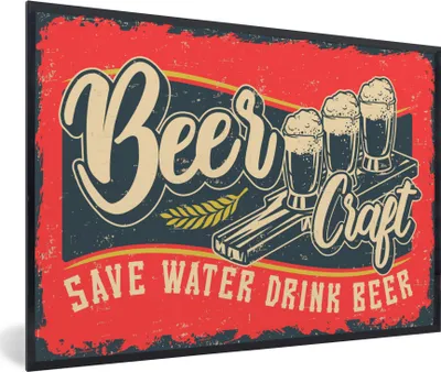 Produktbild von MuchoWow® MuchoWow® Gerahmtes Poster Mancave - Bier - Gläser - Vintage 30x20 cm - Poster mit zchwarzem Bilderrahmen - Kunstdruck - Bild-Poster