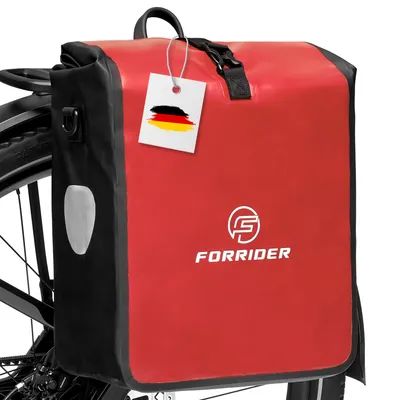 Produktbild von FORRIDER Fahrradtasche wasserdicht für Gepäckträger 22L Volumen - Gepäckträgertasche mit Schultergurt - rot