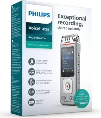 Image de Philips DVT4115 Digital Voice Tracer Flash card Chrome, argent