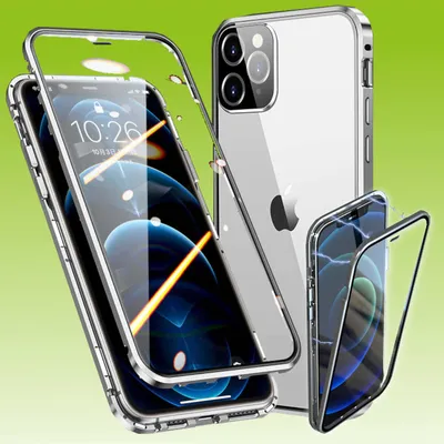 Immagine prodotto di Per Apple iPhone 13 Pro Case Custodia di vetro magnetico a doppia faccia Custodia del telefono cellulare d'argento