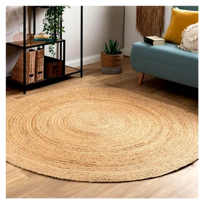 Produktbild von Jute Teppich Goa | Rund | Wohnzimmer, Flur, Eingangsbereich, Naturfaser, handgeflochten, Ø 80 cm