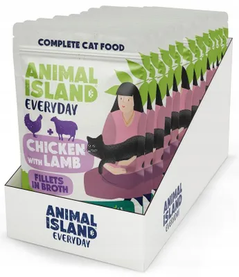 Produktbild von ANIMAL ISLAND Chicken with lamb Fillets in broth - nassfutter für Katzen - 12x85g