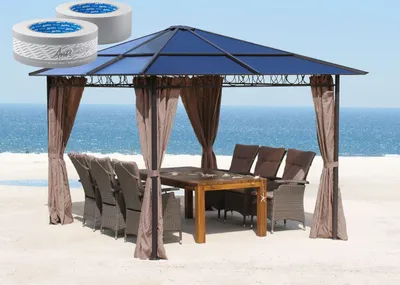 Produktbild von Metall Hardtop Pavillon 3x3m inkl Seitendwandset und Anti Dust Filterband Doppelstegplatten Polycarbonat Garten Dach Partyzelt Pergola