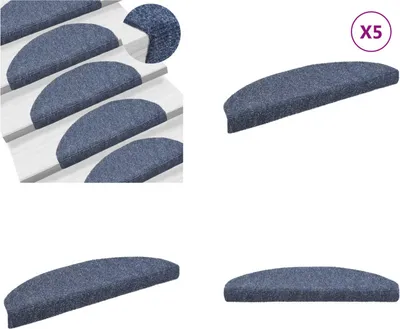 Produktbild von vidaXL Selbstklebende Treppenmatten 5 Stk. Blau 65x21x4cm Nadelvlies - Treppenmatten - Stufenmatten - Treppenteppiche - Treppendekorationen