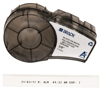 Obrázok produktu pre Brady M21-375-7425, Biela, Čierna, Polypropylén (PP), 9,5 mm, 6,4 m, 1 kusov