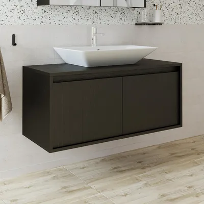 Produktbild von Roomart ATLANTIC-100 Badmöbel Unterschrank 100 cm breit, Schwarz-Eiche