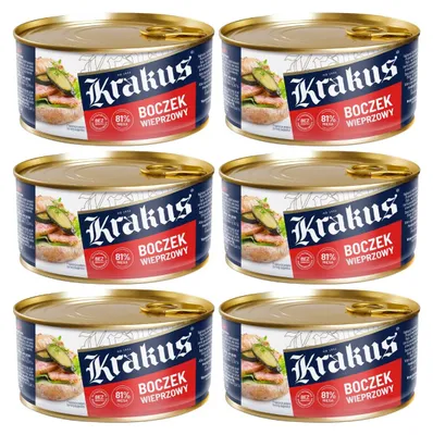 Produktbild von Krakus Schweinebauch Dosenfleisch 6x 300g - Schweinefleisch Fleischkonserve