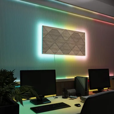 Immagine prodotto di Set da 2 pannelli acustici a LED con RGB Glow per Echo Control | Pannelli fonoassorbenti con retroilluminazione | 2x WILDS - Grouped | Sonoma