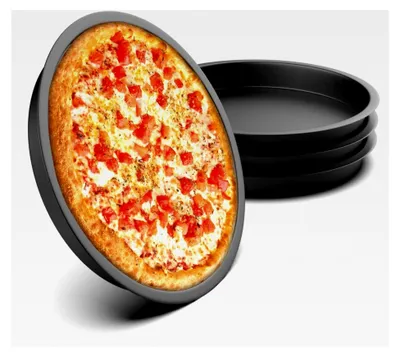 Produktbild von Pizza Backblech Ø 20 cm, 4er Set aus Edelstahl, rund, nicht beschichtet, für das Backen, ungiftig und leicht zu reinigen