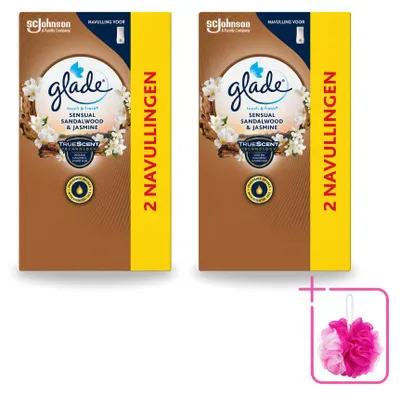 Immagine prodotto di 2 ricariche Glade Touch & Fresh – Sandalo e gelsomino, profumo intenso – 10 ml – Confezione risparmio – 2 pezzi