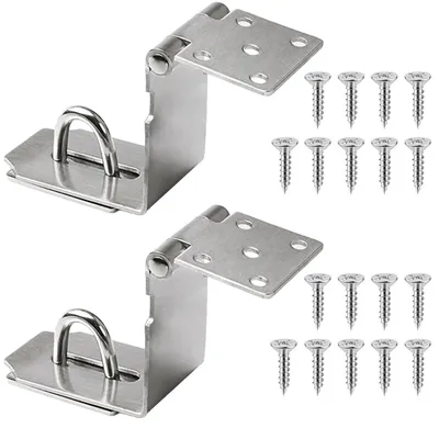 Image de Verrou à charnière en acier inoxydable, 5 pouces, argenté, lot de 2, avec vis
