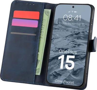Produktbild von Handyhülle mit Klappe für OnePlus 15, Bizon Case Pocket, Dunkelblau