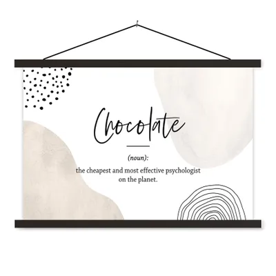 Produktbild von MuchoWow® Textilposter Sprichwörter - Schokolade - Zitate - Wörterbuch - Definition Schokolade 90x60 cm mit schwarzem Rahmen - Aufhängungssatz