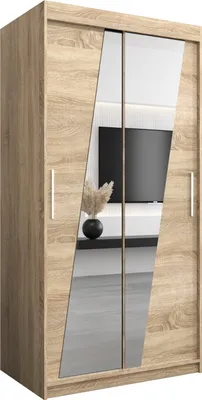 Produktbild von Kleiderschrank, Schiebetürenschrank Schlafzimmer, Schrank mit Spiegel RHOMB 100 cm