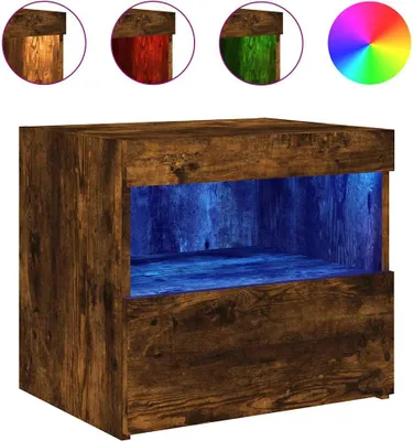Obrázek produktu pro vidaXL Noční stolek s LED osvětlením kouřový dub 50x40x45 cm