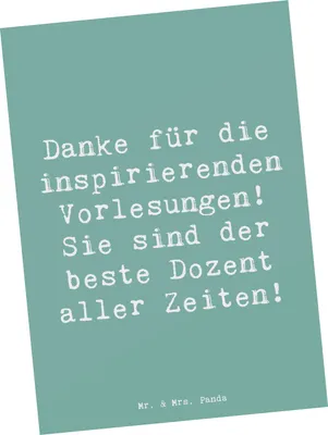 Produktbild von Mr. & Mrs. Panda Postkarte Spruch Bester Dozent - Meeresbrise - Geschenk, Danke, für, Fotokarte, Ansichtskarten, Aufmerksamkeit, sagen, Dank, bestes Dozenten, Postkarten