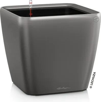Produktbild von LECHUZA-Pflanzgefäß QUADRO Premium LS 50 Anthrazit Metallic | Pflanzgefäß mit Bewässerungssystem | Metallic-Oberfläche | 50 x 50 x 46,5 cm | 16283