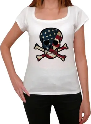 Produktbild von Damen Grafik T-Shirt Schädel usa – Skull Usa – Öko-Verantwortlich Vintage Jahrgang Kurzarm Lustige Druck Geburtstag Geschenk Frau