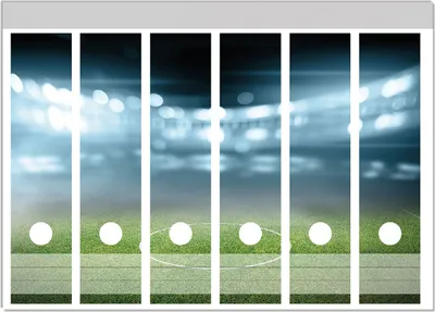 Produktbild von Wallario Ordnerrücken Sticker, selbstklebend für breite Ordner, 6 Stück, Motiv Fußball Stadion Mittellinie II