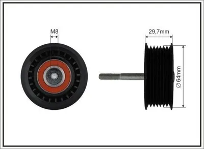 Produktbild von CAFFARO 500028 Umlenkrolle Keilrippenriemen 64mm passend für MERCEDES-BENZ E-Klasse Limousine (W211) M-Klasse (W163) G-Klasse SUV (W463)