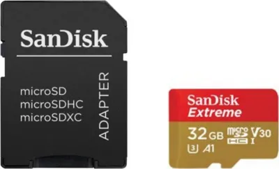 Zdjęcie produktu dla SanDisk SDSQXAF-032G-GN6AT, 32 GB, MicroSDHC, UHS-I, 100 MB/s, Class 3 (U3), Odporny na wstrząsy, Odporny na temperaturę, Wodoodporna