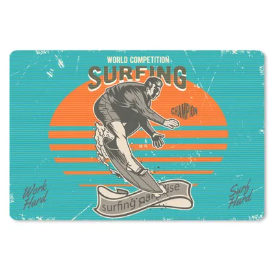 Produktbild von MuchoWow® Mauspad Mousepad Vintage - Surfen - Surfbrett 27x18 cm - Mousepads - Maus Mat - Pad - Mausunterlage - Büroartikel - Desk Matten