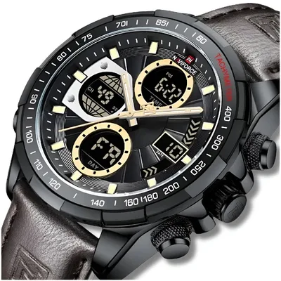 Image de Montre Homme Élégante Classique Bracelet Cuir Chronomètre Date Alarme