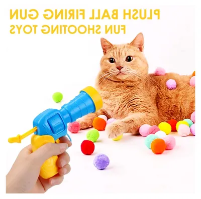 Produktbild von Katzenspielzeug Ball Set, Interaktives Spielzeug mit Ballwerfer und bunten Katzenbällen für Wohnungskatzen