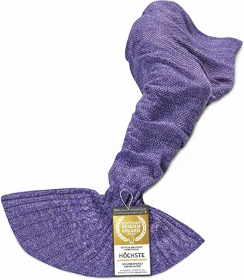 Obrázok produktu pre Feluna deka morská panna fialová 180x85 cm, 100% polyakryl, pletená deka s chvostom morskej panny na gauč
