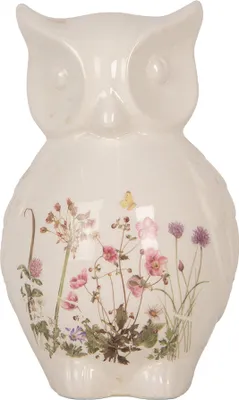 Produktbild von Clayre & Eef Dekorationsfigur Eule 13x12x22 cm Beige Rosa Keramik