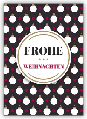 Produktbild von Moderne grafische Weihnachtskarte auf Weihnachtskugel Hintergrund: Frohe Weihnachten