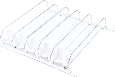 Obrázek produktu pro Organizér nápojů pro chladničku Pružinová nastavitelná posuvná tyč Dávkovač plechovek na limonádu pro pivo 38 cm Bílá