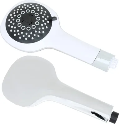 Two shower heads are shown against a white background.