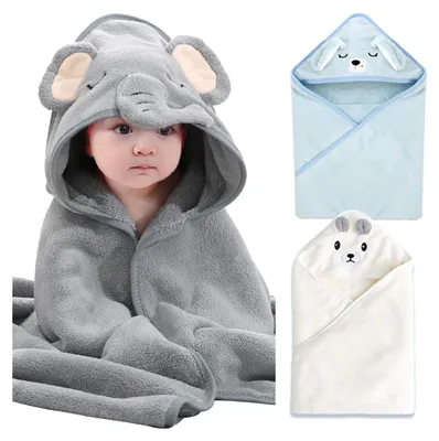 Produktbild von Omgoods – Baby-Badehandtuch mit Kapuze, 80x80 cm – Set mit 3 Stück – Weich und saugfähig