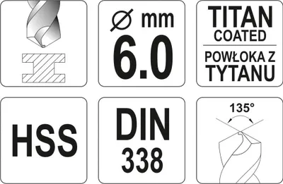 Immagine prodotto di Trapano per metallo HSS-TIN 6 mm