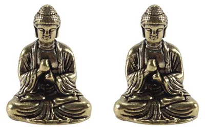 2 Mini-Buddha-Statuen aus Messing, Feng-Shui-Deko, 2,8 x 2,4 cm