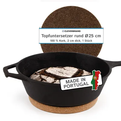 Kork-Untersetzer rund, Ø 25 cm, 2 cm dick, hitzebeständig