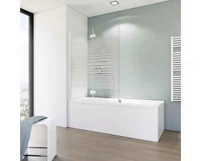 Produktbild von SCHULTE Badewannenaufsatz 2-teilig Komfort ExpressPlus 112 x 140 cm Glasdekor Querstreifen Profilfarbe weiß EP3396 04 72