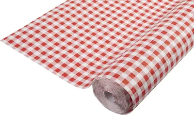Produktbild von Pronappe Tischdecke R482570I Einweg-Tischdecke aus Damastpapier Länge 25m Breite 1,20m (pro Rolle) Farbe Vichy rot Damastpapier mit universellem Muster schick und klassisch