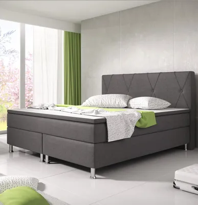 Produktbild von Boxspringbett 180x200 Anthrazit Bett Komfortbett Hotelbett Stoff Bayern