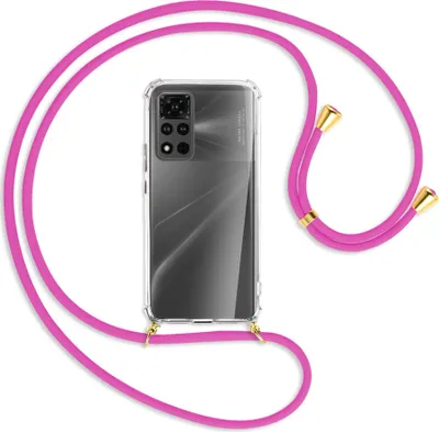 Produktbild von Handykette Backcover-Schutzhülle mit Band (Metall goldfarben) für Honor View 40 Pro (V40 Pro, 6.6'') - hot pink
