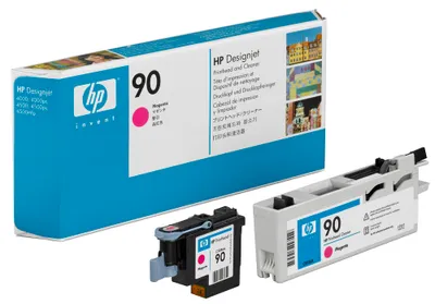 Produktbild von HP 90 Magenta DesignJet Druckkopf und Druckkopfreiniger, HP DesignJet 4000/4500-Druckerserie, Thermal Inkjet, Magenta, C5056A, Singapur, 35,6 mm
