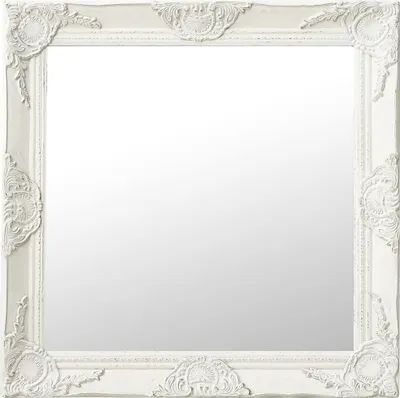 Zdjęcie produktu dla Lustro ścienne w stylu barokowym, 60x60 cm, białe