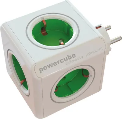 Produktbild von Allocacoc PowerCube Orginal grün Reiseadapter 5xSteckdose Mehrfachsteckdose 1128