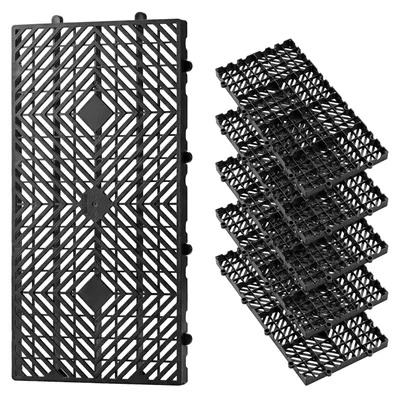 Image de VEVOR 6 palettes en plastique 600 x 300 x 30 mm, palettes légères emboîtables d'une capacité de charge statique de 1 000 kg/m², palettes industrielles à structure grillagée et emboîtement par encliquetage, palettes de sol pour entrepôts, garages et supermarchés