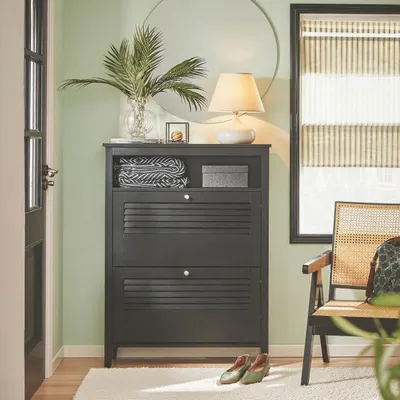 Immagine prodotto di Armadio per scarpe - Contenitore per scarpe - Porta scarpe - Mobiletto per scarpe - Mobile contenitore per scarpe - Dimensioni: 80x108x25 cm